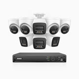 H1200 - 4K 12MP 16 Channel PoE Security System with 4 Bullet & 4 Turret Cameras, Colour & IR Night Vision, Human & Vehicle Detection, H.265+, Built-in Microphone, Max. 512 GB Local Storage, IP67