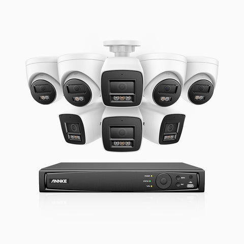 H1200 - 4K 12MP 16 Channel PoE Security System with 4 Bullet & 4 Turret Cameras, Colour & IR Night Vision, Human & Vehicle Detection, H.265+, Built-in Microphone, Max. 512 GB Local Storage, IP67