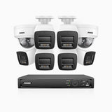 H800 - 4K 16 Channel PoE Security CCTV System with 6 Bullet & 2 Dome (IK10) Cameras, Vandal-Resistant, Human & Vehicle Detection, Colour & IR Night Vision, Built-in Mic, RTSP Supported