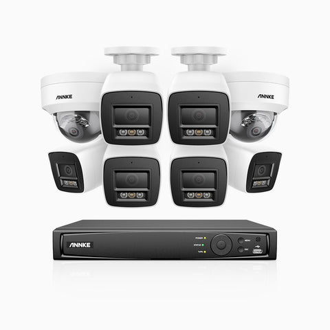 H800 - 4K 16 Channel PoE Security CCTV System with 6 Bullet & 2 Dome (IK10) Cameras, Vandal-Resistant, Human & Vehicle Detection, Colour & IR Night Vision, Built-in Mic, RTSP Supported