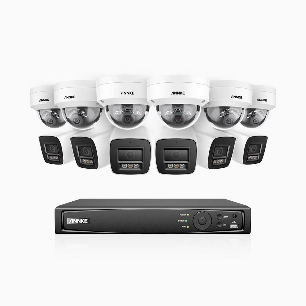 H800 - 4K 16 Channel PoE Security System with 6 Bullet & 6 Dome (IK10) Cameras, Vandal-Resistant, Human & Vehicle Detection, Colour & IR Night Vision, Built-in Mic, RTSP Supported