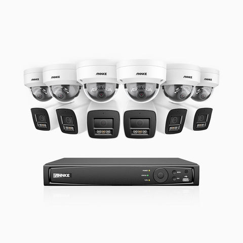 H800 - 4K 16 Channel PoE Security System with 6 Bullet & 6 Dome (IK10) Cameras, Vandal-Resistant, Human & Vehicle Detection, Colour & IR Night Vision, Built-in Mic, RTSP Supported