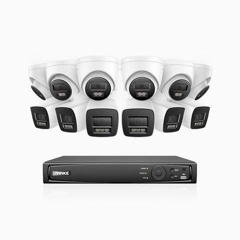 H800 - 4K Ultra HD 16 Channel PoE Security CCTV System with 6 Bullet & 6 Turret Cameras, Colour & IR Night Vision, Built-in Mic, RTSP Supported