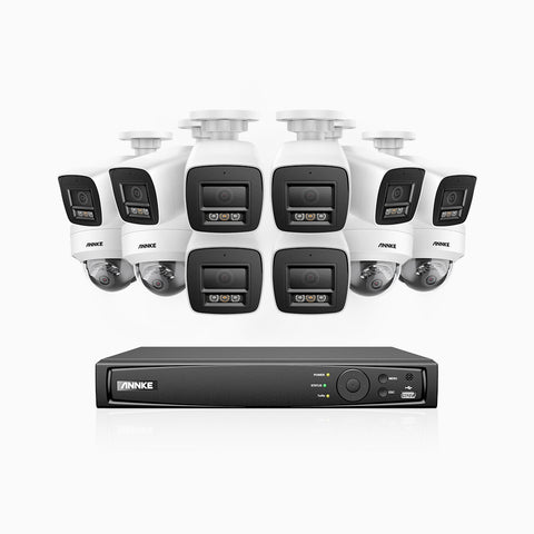H800 - 4K 16 Channel PoE Security CCTV System with 8 Bullet & 4 Dome (IK10) Cameras, Vandal-Resistant, Human & Vehicle Detection, Colour & IR Night Vision, Built-in Mic, RTSP Supported