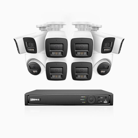 H800 - 4K 16 Channel PoE Security CCTV System with 8 Bullet & 2 Turret Cameras, Human & Vehicle Detection, Built-in Mic, Colour & IR Night Vision, RTSP Supported