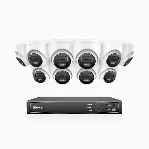 H800 - 4K 16 Channel 10 Cameras PoE Security CCTV System, Human & Vehicle Detection, Built-in Micphone, Colour & IR Night Vision, RTSP Supported
