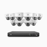 AZH800 - 4K 16 Channel 10 Cameras PoE Security System, 4X Optical Zoom, 2.8 - 12 MM Motorized Varifocal Lens, Smart Dual Light Night Vision, Motion Detection 2.0, Built-In Microphone, Siren & Strobe Alarm, Upgraded Version