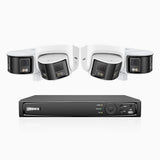 FDH600 - 8 Channel PoE Security System with 2 Bullet & 2 Turret Dual Lens Cameras, 6MP Resolution, 180° Ultra Wide Angle, f/1.2 Super Aperture, Built-in Microphone, Active Siren & Alarm, Human & Vehicle Detection, 2-Way Audio