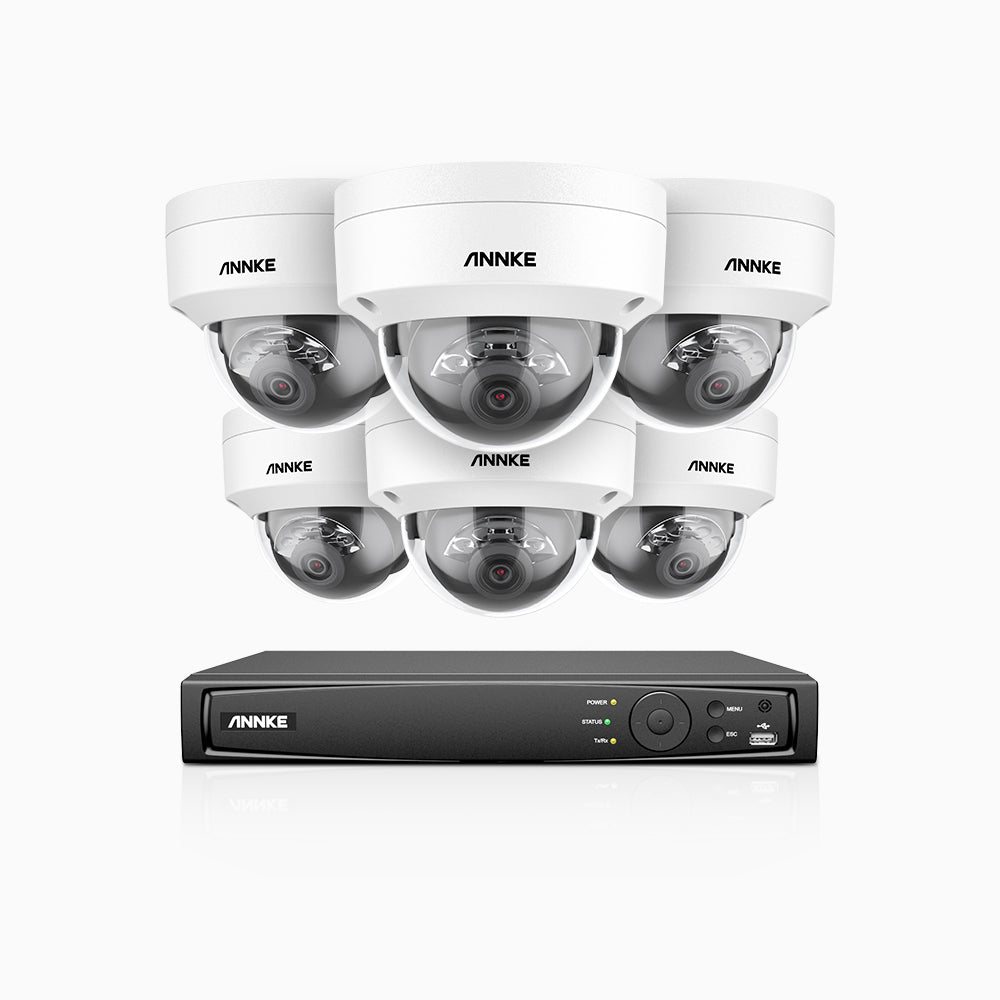 H1200 - 4K 12MP 8 Channel 6 Cameras PoE Security System, Colour & IR Night Vision, Human & Vehicle Detection, H.265+, Built-in Microphone, Max. 512 GB Local Storage, IP67