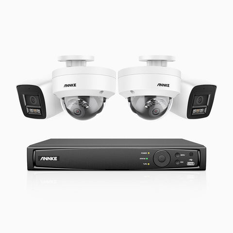 H800 - 4K 8 Channel PoE Security System with 2 Bullet & 2 Dome (IK10) Cameras, Vandal-Resistant, Human & Vehicle Detection, Colour & IR Night Vision, Built-in Mic, RTSP Supported