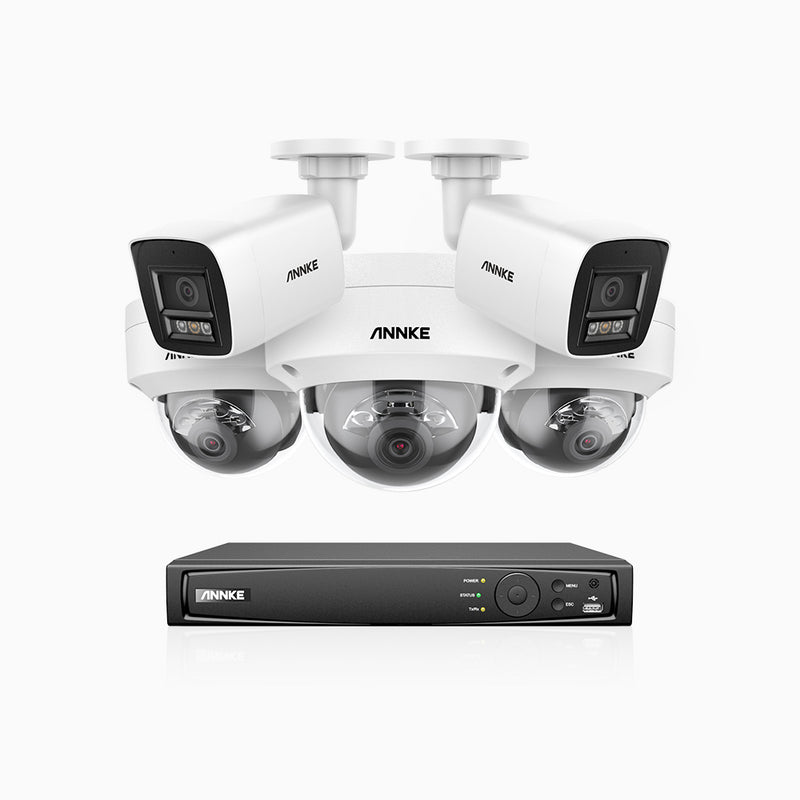 H800 - 4K 8 Channel PoE Security System with 2 Bullet & 3 Dome (IK10) Cameras, Vandal-Resistant, Human & Vehicle Detection, Colour & IR Night Vision, Built-in Mic, RTSP Supported