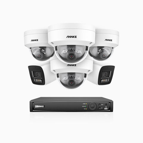 H800 - 4K 8 Channel PoE Security System with 2 Bullet & 4 Dome (IK10) Cameras, Vandal-Resistant, Human & Vehicle Detection, Colour & IR Night Vision, Built-in Mic, RTSP Supported