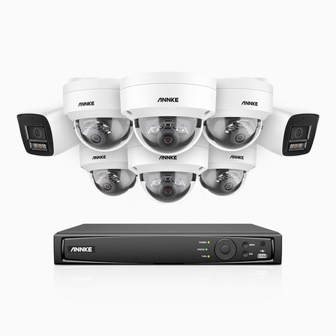 H800 - 4K 8 Channel PoE Security System with 2 Bullet & 6 Dome (IK10) Cameras, Vandal-Resistant, Human & Vehicle Detection, Colour & IR Night Vision, Built-in Mic, RTSP Supported