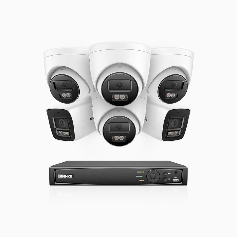 H800 - 4K 8 Channel PoE Security CCTV System with 2 Bullet & 4 Turret Cameras, Human & Vehicle Detection, Colour & IR Night Vision, Built-in Mic, RTSP Supported