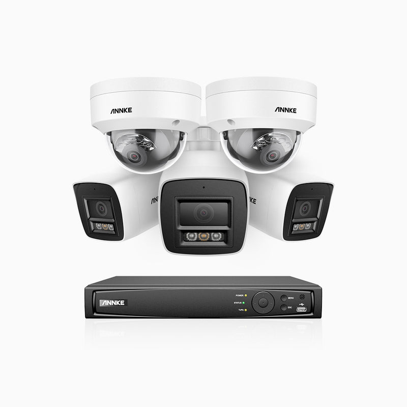 H800 - 4K 8 Channel PoE Security System with 3 Bullet & 2 Dome (IK10) Cameras, Vandal-Resistant, Human & Vehicle Detection, Colour & IR Night Vision, Built-in Mic, RTSP Supported