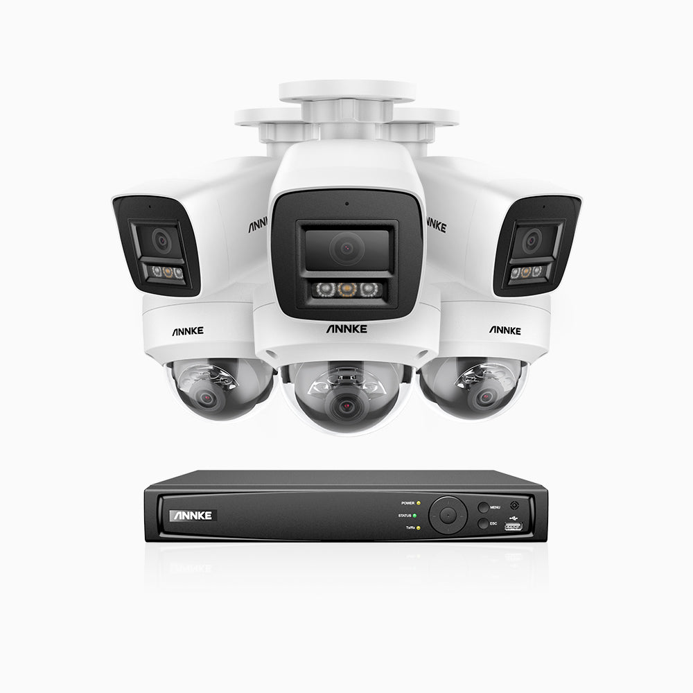 H800 - 4K 8 Channel PoE Security System with 3 Bullet & 3 Dome (IK10) Cameras, Vandal-Resistant, Human & Vehicle Detection, Colour & IR Night Vision, Built-in Mic, RTSP Supported