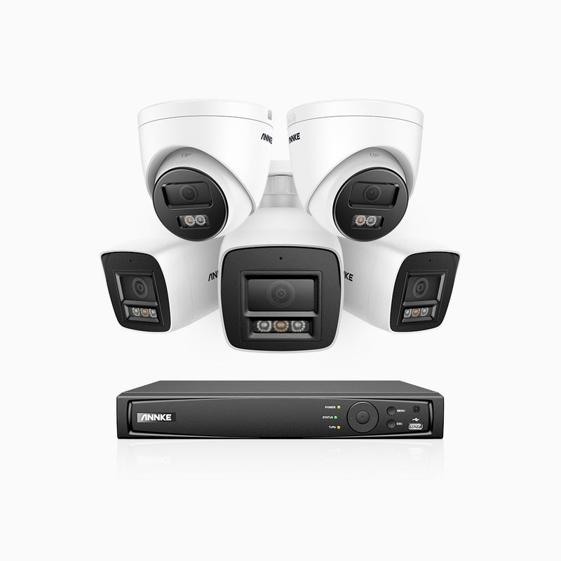 H800 - 4K 8 Channel PoE Security CCTV System with 3 Bullet & 2 Turret Cameras, Human & Vehicle Detection, Colour & IR Night Vision, Built-in Mic, RTSP Supported