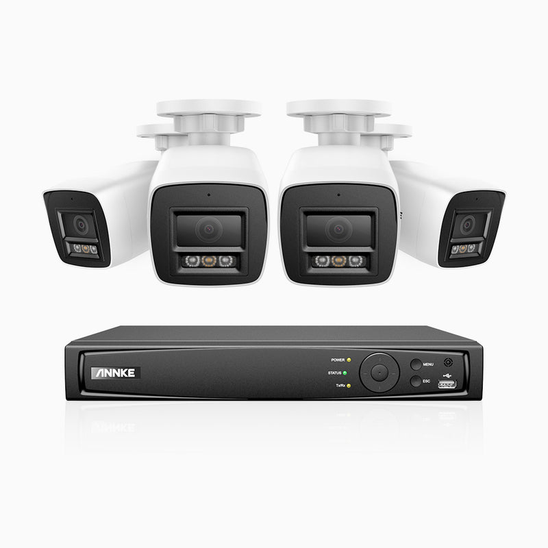 H800 - 4K 8 Channel 4 Cameras PoE Security CCTV System, Human & Vehicle Detection, Built-in Mic, Colour & IR Night Vision, RTSP Supported