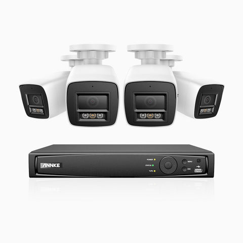 H1200 - 4K 12MP 8 Channel 4 Cameras PoE Security System, Colour & IR Night Vision, Human & Vehicle Detection, H.265+, Built-in Microphone, Max. 512 GB Local Storage, IP67