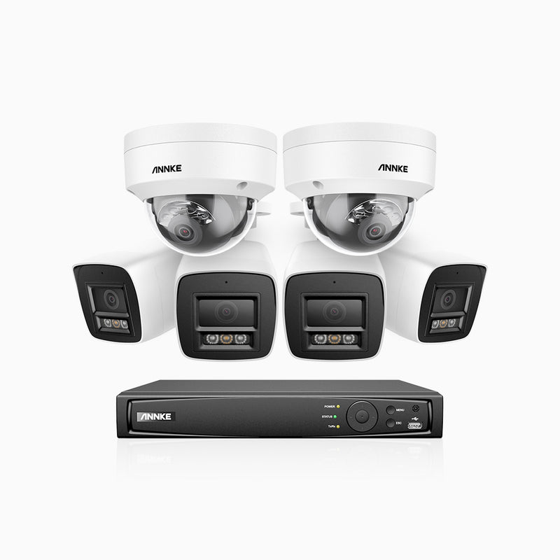 H800 - 4K 8 Channel PoE Security System with 4 Bullet & 2 Dome (IK10) Cameras, Vandal-Resistant, Human & Vehicle Detection, Colour & IR Night Vision, Built-in Mic, RTSP Supported