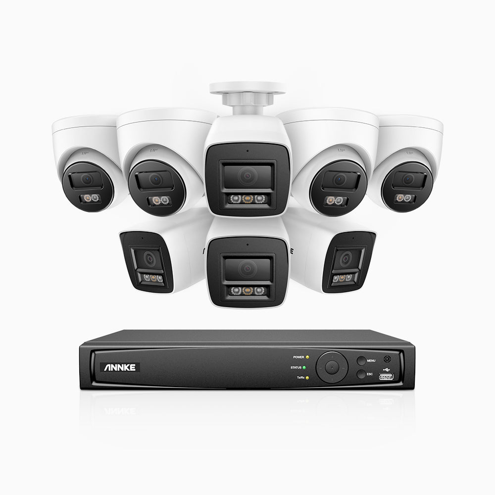 H1200 - 4K 12MP 8 Channel PoE Security System with  4 Bullet & 4 Turret Cameras, Colour & IR Night Vision, Human & Vehicle Detection, H.265+, Built-in Microphone, Max. 512 GB Local Storage, IP67