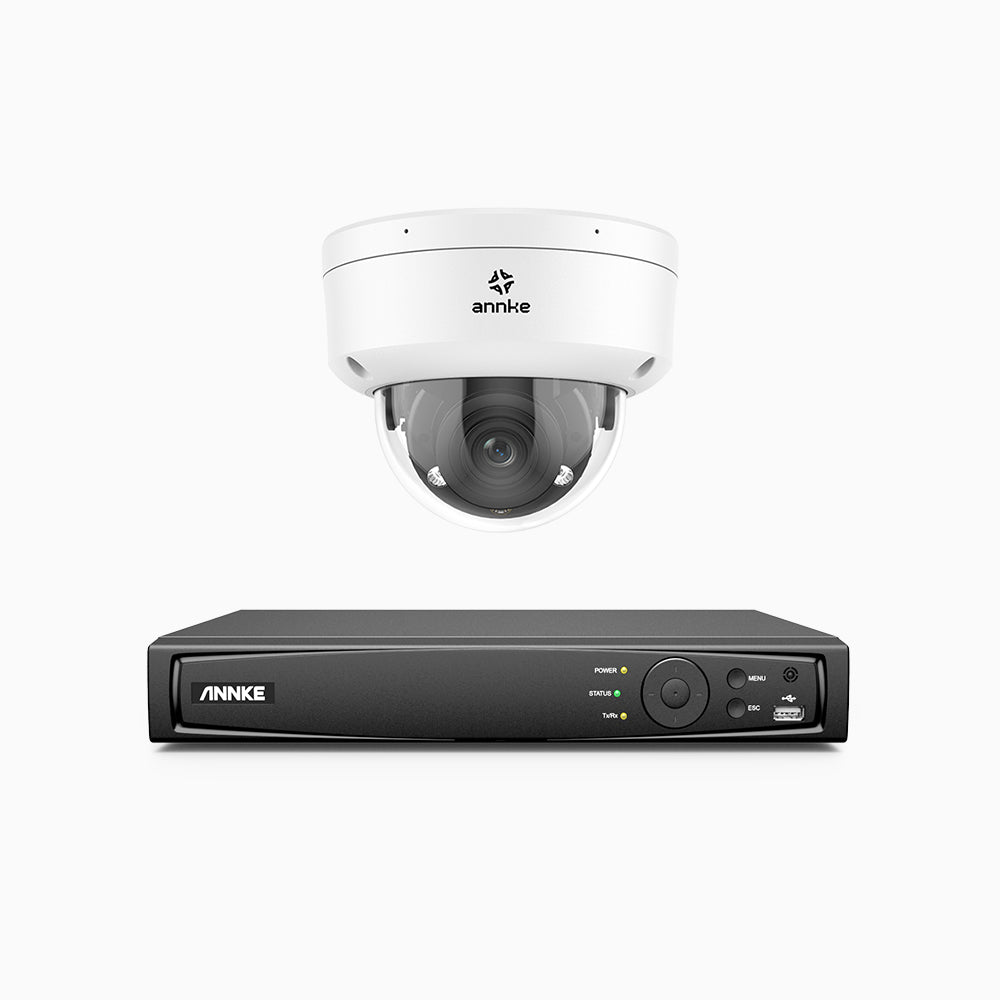 AZH800 - 4K 8 Channel 1 Camera PoE Security System, 4X Optical Zoom, 2.8 - 12 MM Motorized Varifocal Lens, Smart Dual Light Night Vision, Motion Detection 2.0, Built-In Microphone, Siren & Strobe Alarm, Upgraded Version