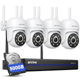 ANNKE 5MP Wireless Security Camera System, 10CH 4K NVR with 500GB HDD, 4PCS PTZ Security Cameras, Human Detection, Color Night Vision, Auto Tacking, Two Way Audio, 24/7 Recording