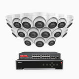 H500 - 5MP 32 Channel 16 Cameras PoE Security CCTV System, EXIR 2.0 Night Vision, Built-in Mic & SD Card Slot, Works with Alexa, 16-Port PoE Switch Included, IP67