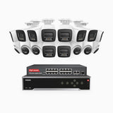 H800 - 4K 32 Channel PoE Security CCTV System with 10 Bullet & 6 Turret Cameras, Human & Vehicle Detection, Colour & IR Night Vision, Built-in Mic, RTSP Supported, 16-Port PoE Switch Included