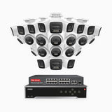 H800 - 4K 32 Channel PoE Security CCTV System with 12 Bullet & 12 Turret Cameras, Human & Vehicle Detection, Colour & IR Night Vision, Built-in Mic, RTSP Supported, 16-Port PoE Switch Included