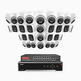 H800 - 4K 32 Channel PoE Security CCTV System with 14 Bullet & 18 Turret Cameras, Human & Vehicle Detection, Colour & IR Night Vision, Built-in Mic, RTSP Supported, 16-Port PoE Switch Included