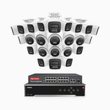 H800 - 4K 32 Channel PoE Security CCTV System with 16 Bullet & 8 Turret Cameras, Human & Vehicle Detection, Colour & IR Night Vision, Built-in Mic, RTSP Supported, 16-Port PoE Switch Included