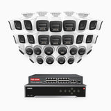 H800 - 4K 32 Channel PoE Security CCTV System with 18 Bullet & 14 Turret Cameras, Human & Vehicle Detection, Colour & IR Night Vision, Built-in Mic, RTSP Supported, 16-Port PoE Switch Included