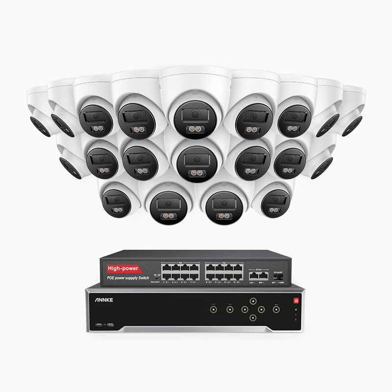 H800 - 4K 32 Channel 20 Cameras PoE Security CCTV System, Human & Vehicle Detection, Colour & IR Night Vision, Built-in Mic, RTSP Supported, 16-Port PoE Switch Included