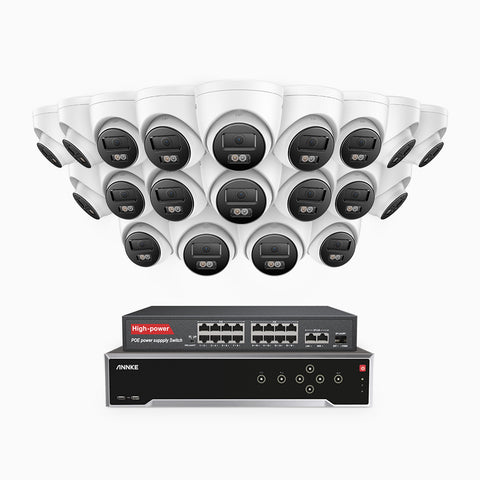 H800 - 4K 32 Channel 20 Cameras PoE Security CCTV System, Human & Vehicle Detection, Colour & IR Night Vision, Built-in Mic, RTSP Supported, 16-Port PoE Switch Included