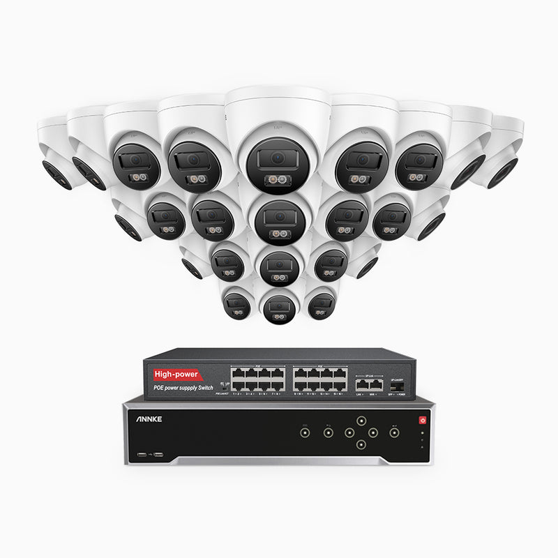 H800 - 4K 32 Channel 24 Cameras PoE Security CCTV System, Human & Vehicle Detection, Colour & IR Night Vision, Built-in Mic, RTSP Supported, 16-Port PoE Switch Included
