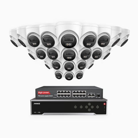H800 - 4K 32 Channel 24 Cameras PoE Security CCTV System, Human & Vehicle Detection, Colour & IR Night Vision, Built-in Mic, RTSP Supported, 16-Port PoE Switch Included
