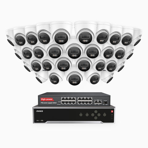 H800 - 4K 32 Channel 32 Cameras PoE Security CCTV System, Human & Vehicle Detection, Colour & IR Night Vision, Built-in Mic, RTSP Supported, 16-Port PoE Switch Included