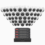 H800 - 4K 64 Channel 48 Cameras PoE Security System, Human & Vehicle Detection, Color & IR Night Vision, Built-in Mic, RTSP Supported, 16-Port PoE Switch Included