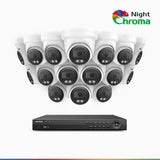 NightChroma<sup>TM</sup> NCK800 – 4K 16 Channel 16 Cameras PoE Security System, Acme Color Night Vision, 3840 × 2160 @ 30fps, Human & Vehicle Detection, Siren & Strobe Alarm, Two-Way Audio, All-Metal Housing