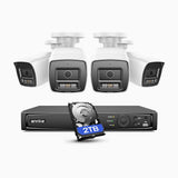 H1200 - 4K 12MP 8 Channel 4 Cameras PoE Security System w/ 2TB HDD, Colour & IR Night Vision, Human & Vehicle Detection, H.265+, Built-in Microphone, Max. 512 GB Local Storage, IP67