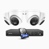 H1200 - 4K 12MP 8 Channel 4 Cameras PoE Security System w/ 2TB HDD, Colour & IR Night Vision, Human & Vehicle Detection, H.265+, Built-in Microphone, Max. 512 GB Local Storage, IP67