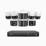 FDH800 - 8 Channel PoE Security System with 4 Bullet & 4 Turret 8MP UHD Dual Lens Cameras, 180° Panoramic View, Smart Dual Light Night Vision, Two-Way Audio, Active Siren & Alarm, Human & Vehicle Detection, IP67