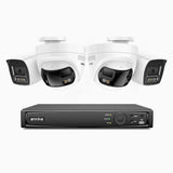 ANNKE 4K 8MP 8 Channel 4 Cameras PoE Security System, 2 X 180° Dual-Lens Cameras + 2 X 4K IP Cameras, Human & Vehicle Detection, Color Night Vision