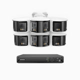 FDH600 - 8 Channel PoE Security System with 6 Dual Lens Cameras, 6MP Resolution, 180° Panoramic View, Smart Dual Light Night Vision, Two-Way Audio, Active Siren & Alarm, Human & Vehicle Detection, IP67