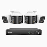 ANNKE 4K 8MP 8 Channel 4 Cameras PoE Security System, 2 X 180° Dual-Lens Cameras + 2 X 4K IP Cameras, Human & Vehicle Detection, Color Night Vision