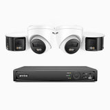ANNKE 4K 8MP 8 Channel 4 Cameras PoE Security System, 2 X 180° Dual-Lens Cameras + 2 X 4K IP Cameras, Human & Vehicle Detection, Color Night Vision