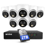 ANNKE 3K PoE CCTV Camera Systems, 8CH 4K NVR with 2TB HDD and 8 X 3K Home Security IP Cameras with Person/Vehicle Detection for 24/7 Recording, Spotlight Colour Night Vision, 2 Way Audio, IP67