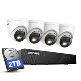 ANNKE 8CH 4K PoE Security Camera System, Smart Dual Light, 2TB HDD, 4pcs Dome IP Cams, AI Human Vehicle Detection, Built-in Mic, Audio & Video Recording, Color Night Vision, IP67 Weatherproof