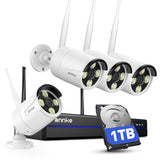 ANNKE 3K Wireless CCTV Camera System, 16CH 4K NVR with 1TB HDD and 4X 5MP Metal Security Camera Outdoor, Color Night Vision, 24/7 Recording, 5G & 2.4G WiFii, 2-Way Audio, Human Detection, Alarm Lights